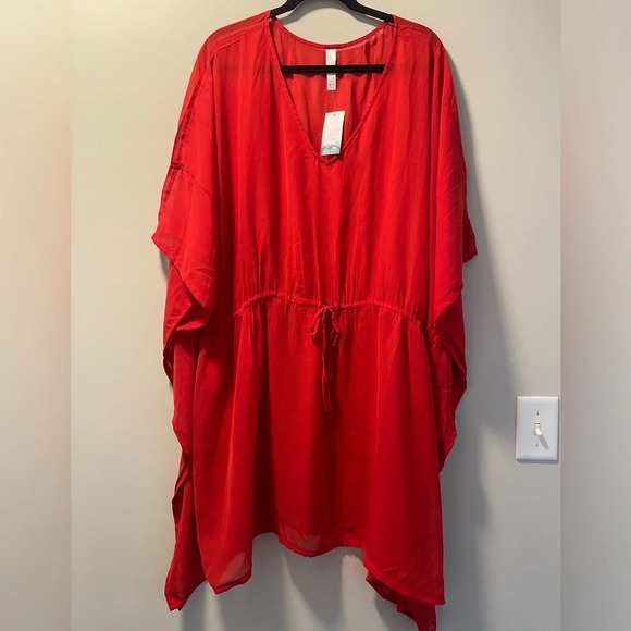 Cacique Swim | Chiffon Dolman Cover-up in Goji Berry, 26/28 - Picture 2 of 8